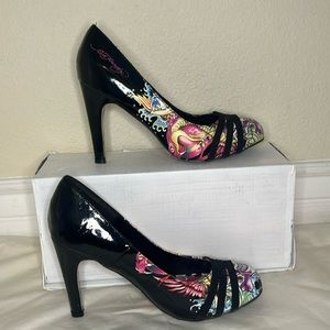 Ed hardy heels, from the 90’s vintage in good condition 8.5